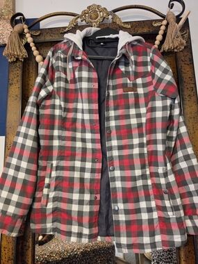 DC Pink, Black & White Plaid Hooded Utility Jacket